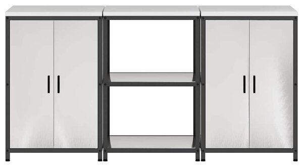 Konyhai Tároló Készlet polcokkal 3 pcs Ezüst 180 x 50 x 92 cm