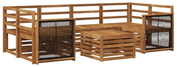 VidaXL Kültéri kanapé szett 7 pcs Természetes Tömör Akácfa