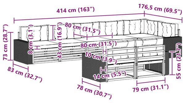 VidaXL Kültéri kanapé szett 8 pcs Természetes és Világosszürke