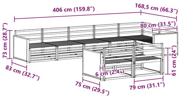VidaXL Kültéri kanapé szett 8 pcs Természetes