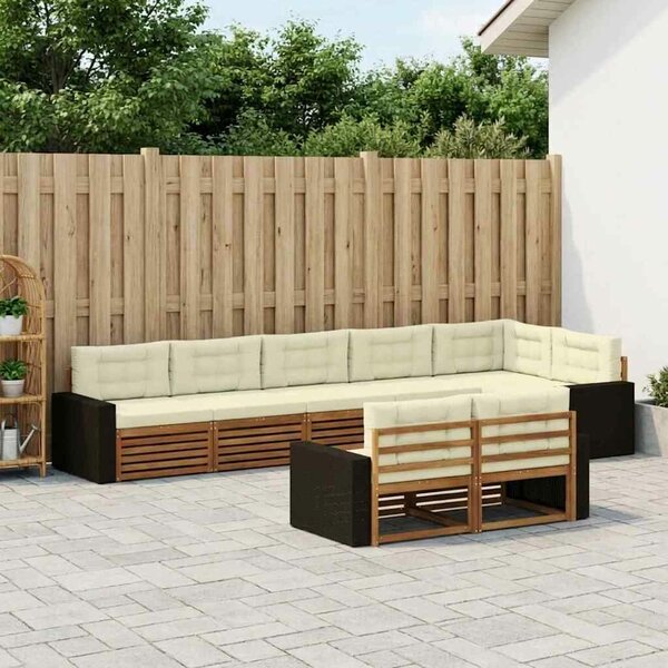 VidaXL Kültéri kanapé szett párnával 8 pcs Természetes és krémszínű