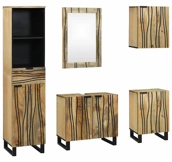 Fürdőszoba bútor szett fiókkal 5 pcs Barna 38 x 33 x 160 cm