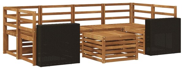VidaXL Kültéri kanapé szett 7 pcs Természetes Tömör Akácfa