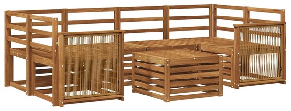 VidaXL Kültéri kanapé szett 7 pcs Természetes Tömör Akácfa