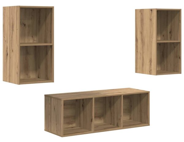 TV Szekrény Szett 3 pcs kézműves tölgy 37 x 37 x 107 cm Faanyag