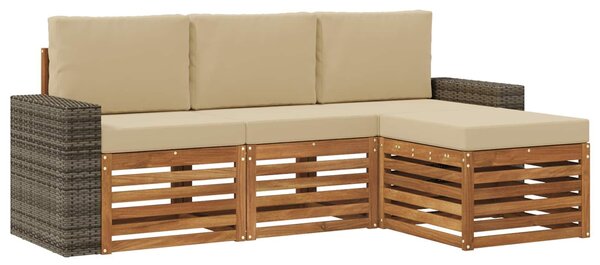 VidaXL Kültéri kanapé szett párnával 4 pcs Természetes és bézs