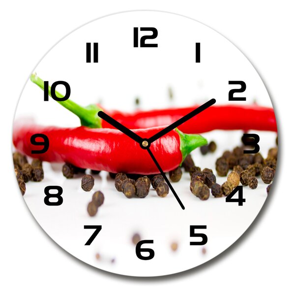 Egyedi üvegóra kerek Chilli és bors