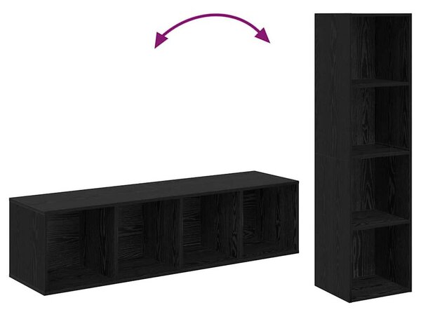 TV szekrény 4 pcs Fekete 37 x 37 x 142.5 cm Faanyag