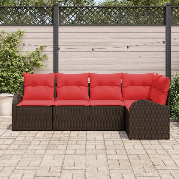 VidaXL Kerti Kanapé Szett 5 pcs Barna polirattan