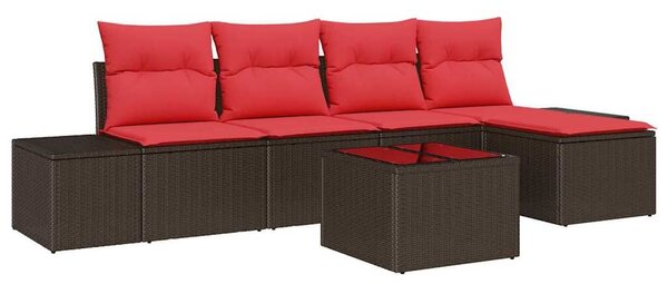 VidaXL Kerti Kanapé Szett párnával 6 pcs Barna polirattan
