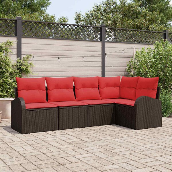 VidaXL Kerti Kanapé Szett 5 pcs Barna polirattan