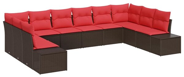 VidaXL Kerti Kanapé Szett párnával 10 pcs Barna polirattan