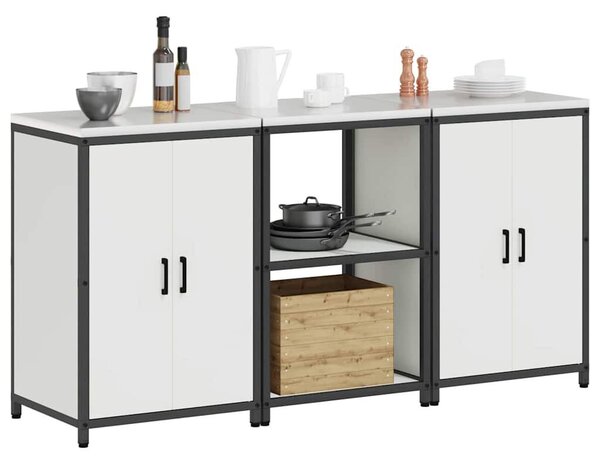 Konyhai Tároló Készlet polcokkal 3 pcs Fehér 180 x 50 x 92 cm