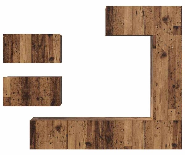 TV szekrény garnitúra 6 pcs Régi fa 30.5 x 30 x 90 cm Faanyag