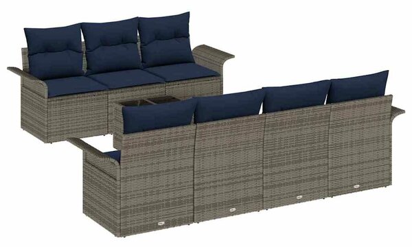 VidaXL Kerti Kanapé Szett 8 pcs Szürke és Tengerész Kék polirattan