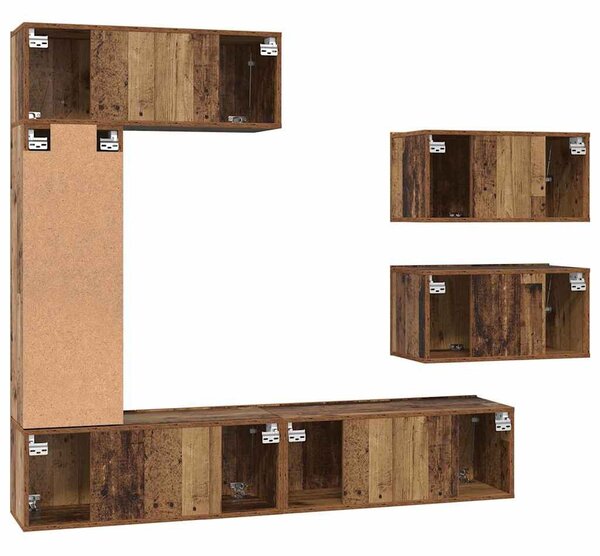 TV szekrény garnitúra 6 pcs Régi fa 30.5 x 30 x 90 cm Faanyag