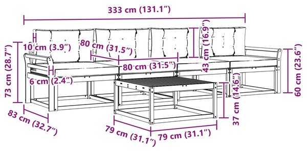 VidaXL Kültéri kanapé szett párnával 4 pcs Fehér és Krém színű