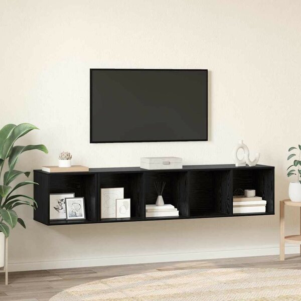 TV Szekrény Szett 2 pcs Musta tammi 37 x 37 x 142.5 cm Faanyag