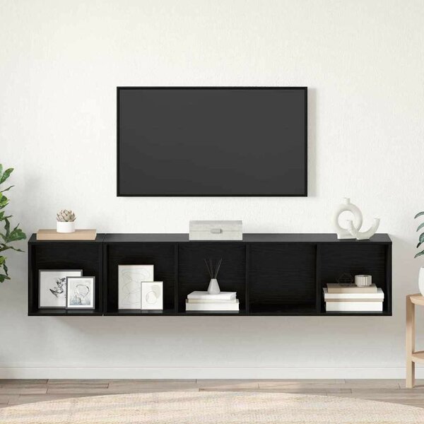 TV Szekrény Szett 2 pcs Musta tammi 37 x 37 x 142.5 cm Faanyag