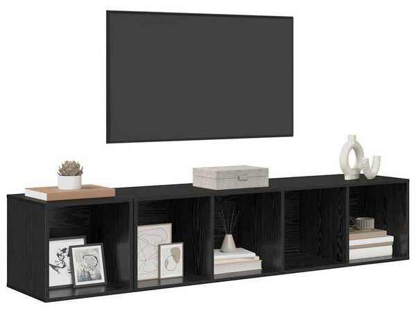 TV Szekrény Szett 2 pcs Musta tammi 37 x 37 x 142.5 cm Faanyag