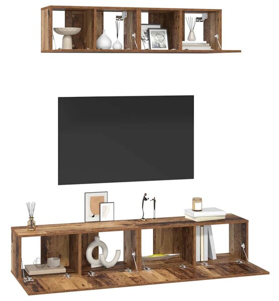 TV Szekrény Szett 4 pcs Régi fa Közepes Faanyag