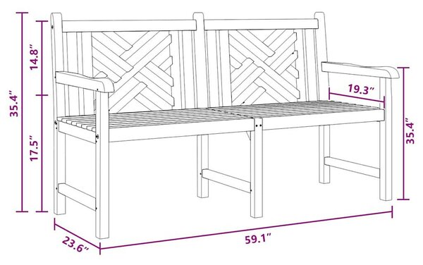 Kerti pad Barna 150 x 60 x 90 cm Tömör tíkfa
