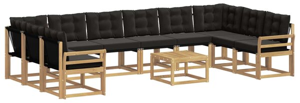 VidaXL Kültéri kanapé szett párnával 11 pcs Fehér és Fekete