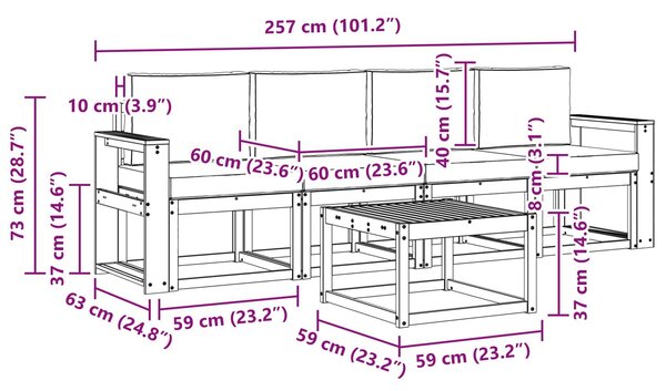 VidaXL Kültéri kanapé szett 5 db Fehér és Bézs