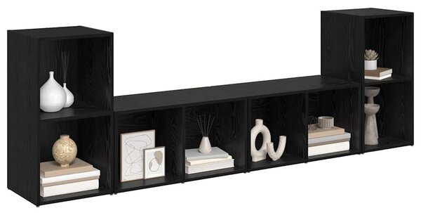 TV szekrény garnitúra 4 pcs Musta tammi 37 x 35 x 72 cm Faanyag