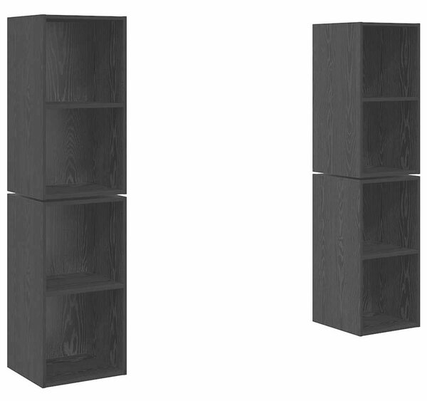 Fali TV Szekrény 4 pcs Fekete tölgy 37 x 37 x 72 cm Faanyag