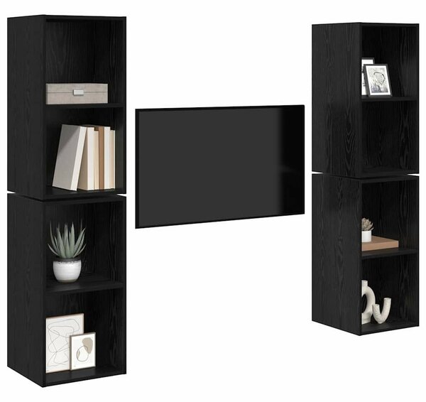 Fali TV Szekrény 4 pcs Fekete tölgy 37 x 37 x 72 cm Faanyag