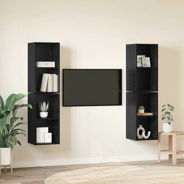 Fali TV Szekrény 4 pcs Fekete tölgy 37 x 37 x 72 cm Faanyag