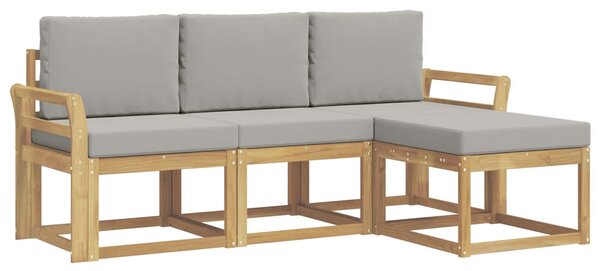 VidaXL Kültéri kanapé szett 4 pcs Fehér és Világosszürke