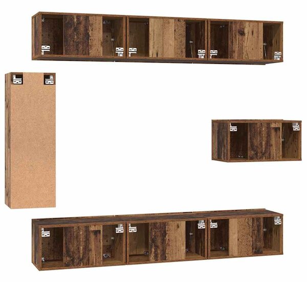 TV szekrény garnitúra 8 pcs Régi fa 30.5 x 30 x 90 cm Faanyag