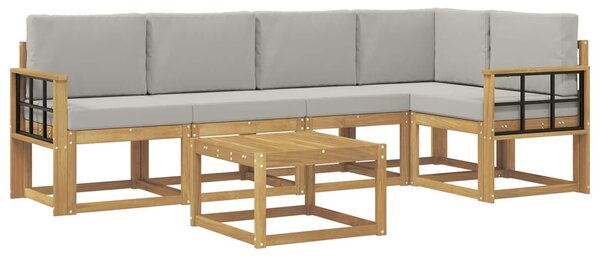 VidaXL Kültéri kanapé szett 6 pcs Fehér és Világosszürke