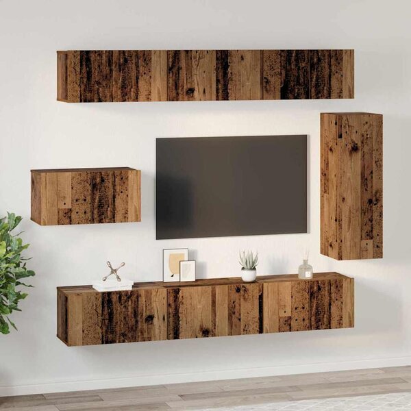 TV szekrény garnitúra 8 pcs Régi fa 30.5 x 30 x 90 cm Faanyag