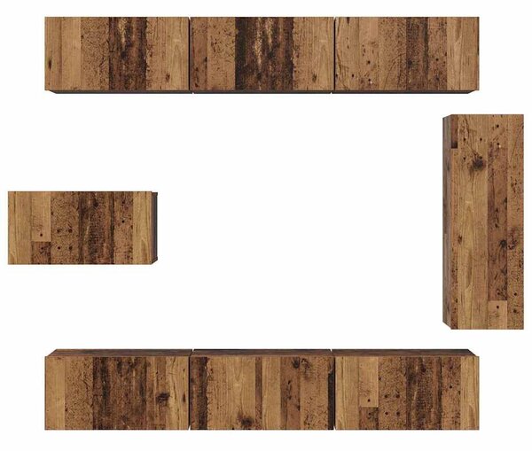 TV szekrény garnitúra 8 pcs Régi fa 30.5 x 30 x 90 cm Faanyag