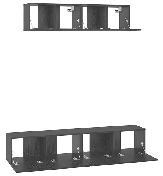 Fali TV Szekrény 4 pcs Fekete tölgy Kicsi 80 x 30 x 30.5 cm