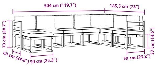 VidaXL Kültéri kanapé szett 8 pcs Természetes és Világosszürke