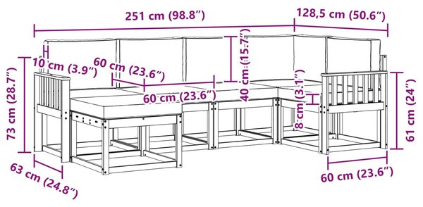 VidaXL Kültéri kanapé szett 6 pcs Fehér és Világosszürke