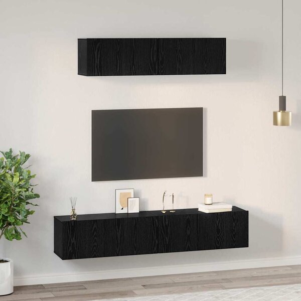 Fali TV Szekrény 4 pcs Fekete tölgy Kicsi 80 x 30 x 30.5 cm