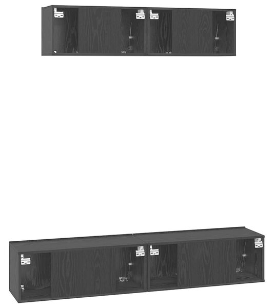 Fali TV Szekrény 4 pcs Fekete tölgy Kicsi 80 x 30 x 30.5 cm