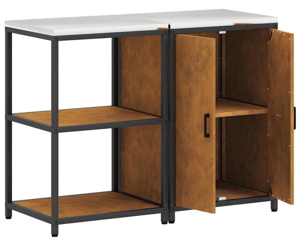 Konyhai Tároló Készlet polcokkal 2 pcs Rozsdás 120 x 50 x 92 cm