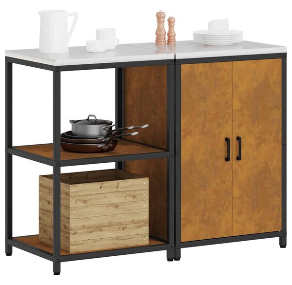 Konyhai Tároló Készlet polcokkal 2 pcs Rozsdás 120 x 50 x 92 cm