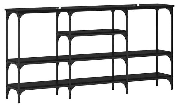Konzolasztal polcokkal Musta tammi 160 x 29 x 80 cm Faanyag