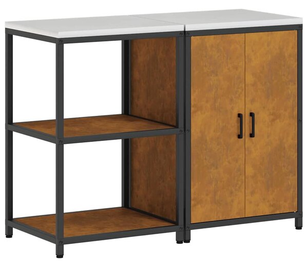 Konyhai Tároló Készlet polcokkal 2 pcs Rozsdás 120 x 50 x 92 cm