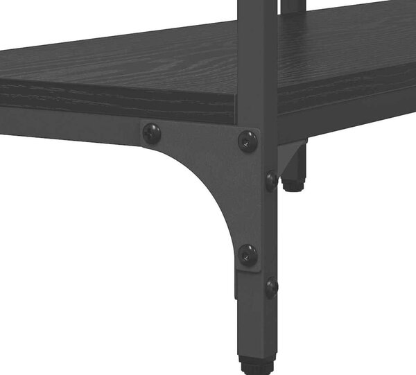 Konzolasztal polcokkal Musta tammi 160 x 29 x 80 cm Faanyag