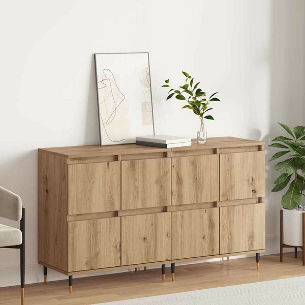 Oldalszekrények 2 pcs kézműves tölgy 120 x 35 x 70 cm Faanyag