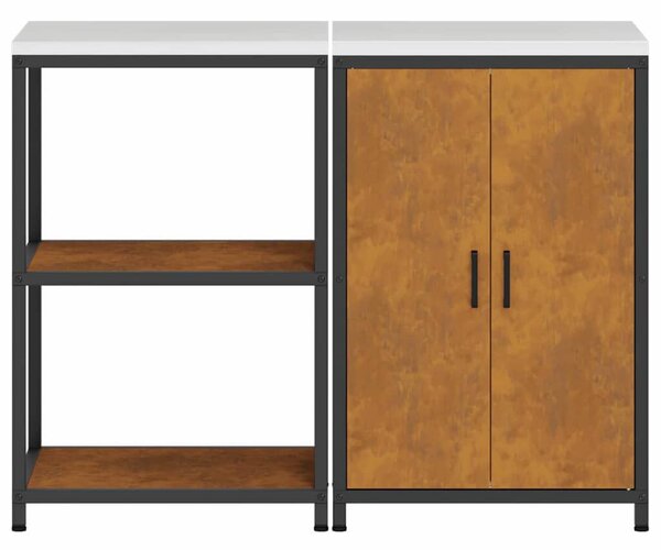 Konyhai Tároló Készlet polcokkal 2 pcs Rozsdás 120 x 50 x 92 cm