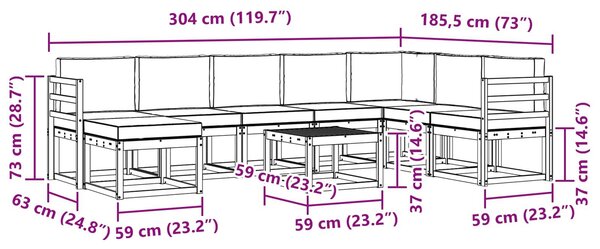 VidaXL Kültéri kanapé szett párnával 9 pcs Fehér és Krém színű
